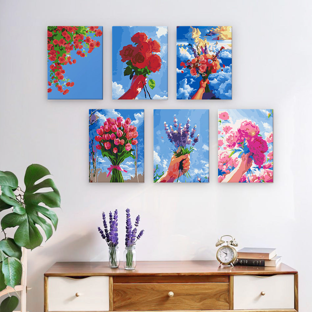 Flower Kingdom in Sky Blue - Paint by Numbers