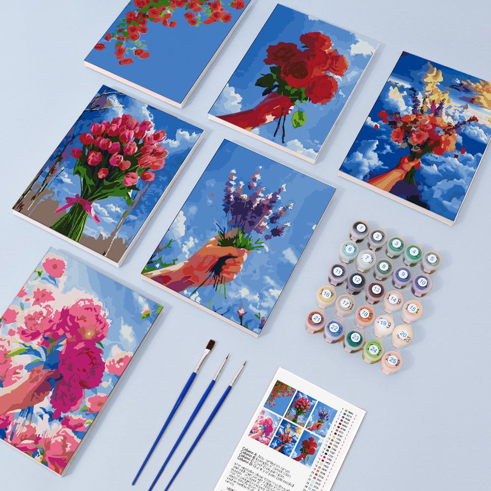 Flower Kingdom in Sky Blue - Paint by Numbers