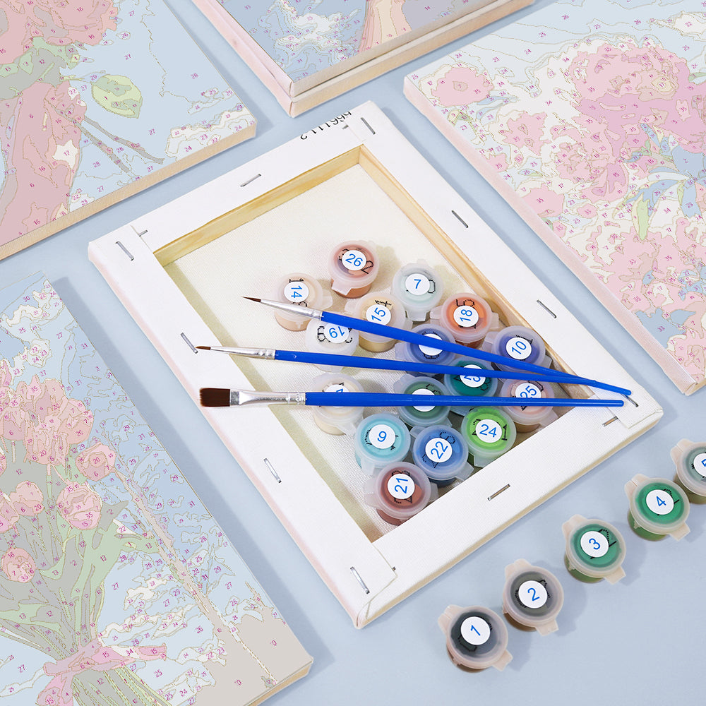Flower Kingdom in Sky Blue - Paint by Numbers