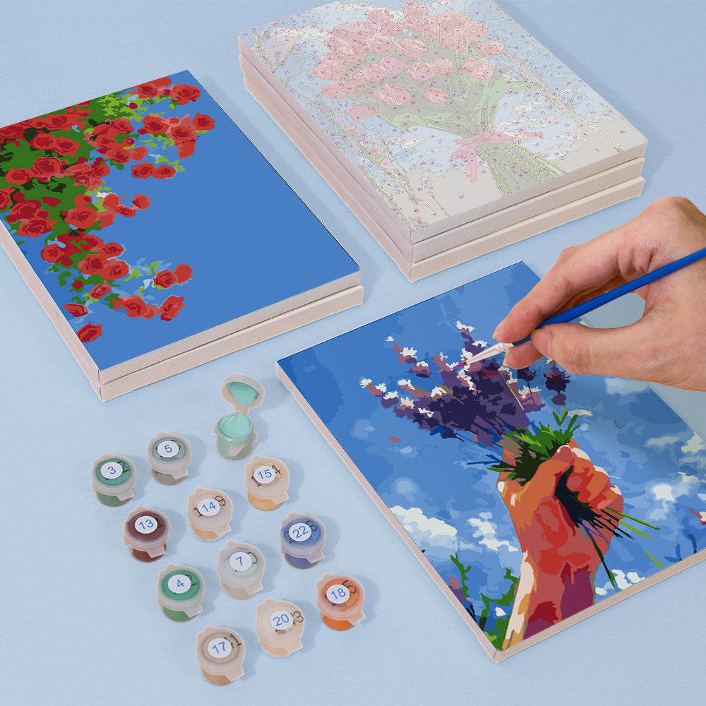 Flower Kingdom in Sky Blue - Paint by Numbers
