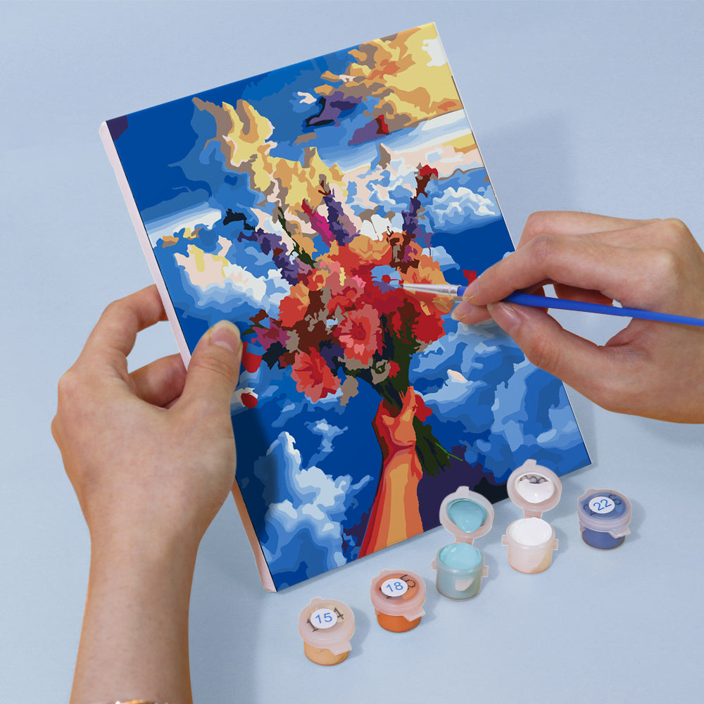 Flower Kingdom in Sky Blue - Paint by Numbers