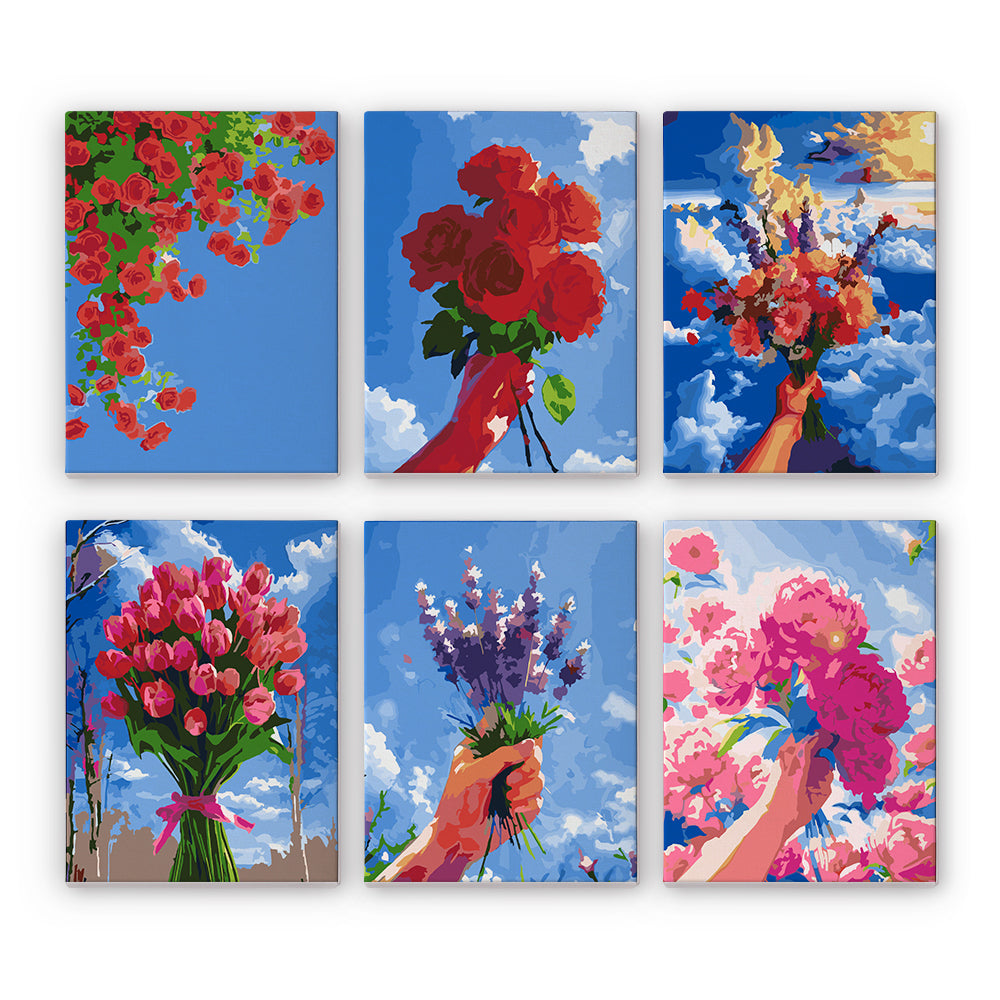 Flower Kingdom in Sky Blue - Paint by Numbers