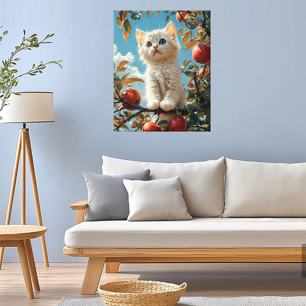Apfelbaum - Katze - Malen nach Zahlen