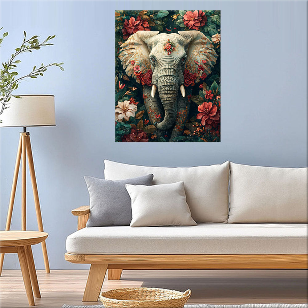 Flowers - Elephant - Paint by Numbers