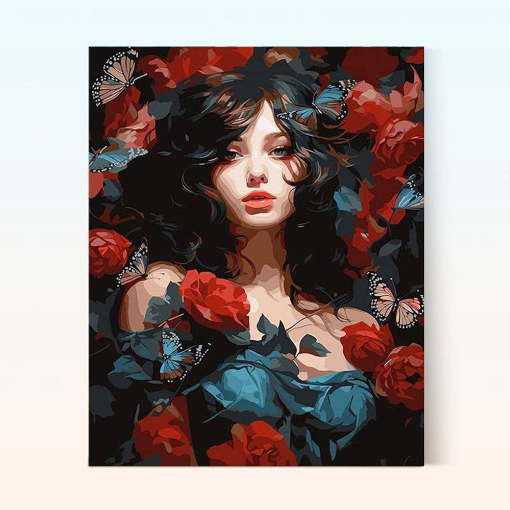 Enchanted Rose - Butterfly Muse - Painting by Numbers