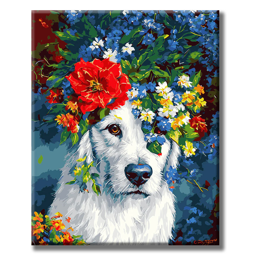 Floral - Crowned Canine - Painting by Numbers
