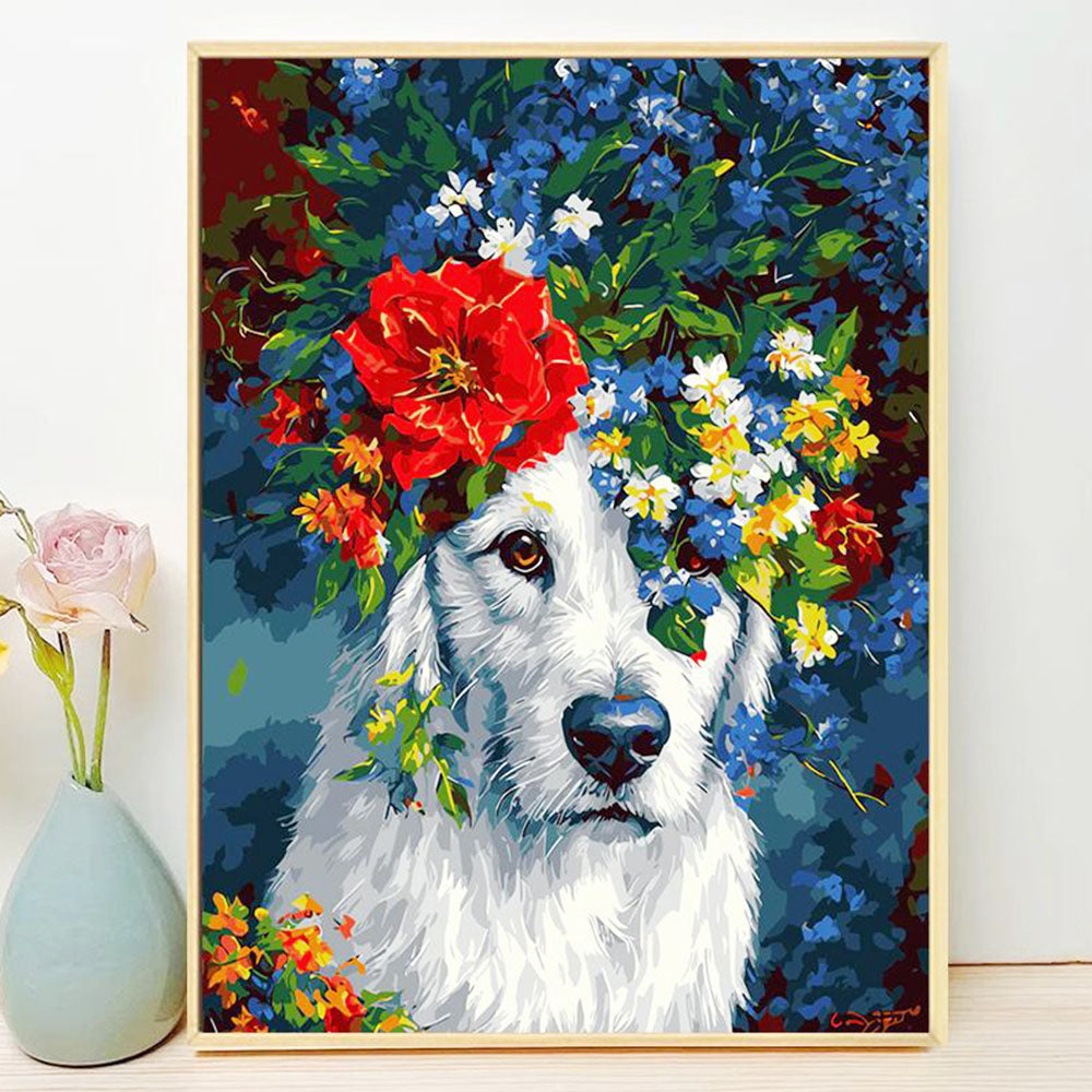 Floral - Crowned Canine - Painting by Numbers