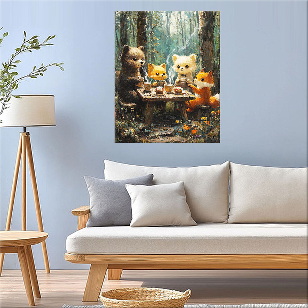 Foxy coffee break in the forest - paint by numbers