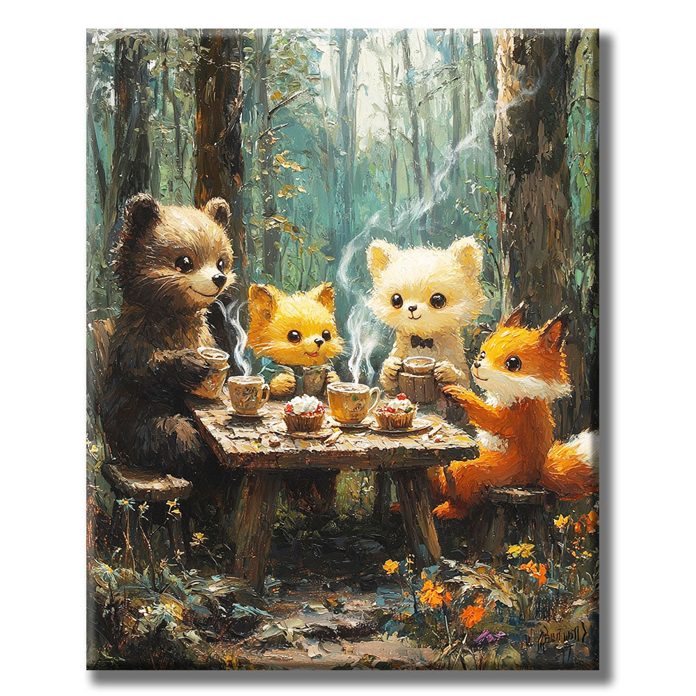 Foxy coffee break in the forest - paint by numbers