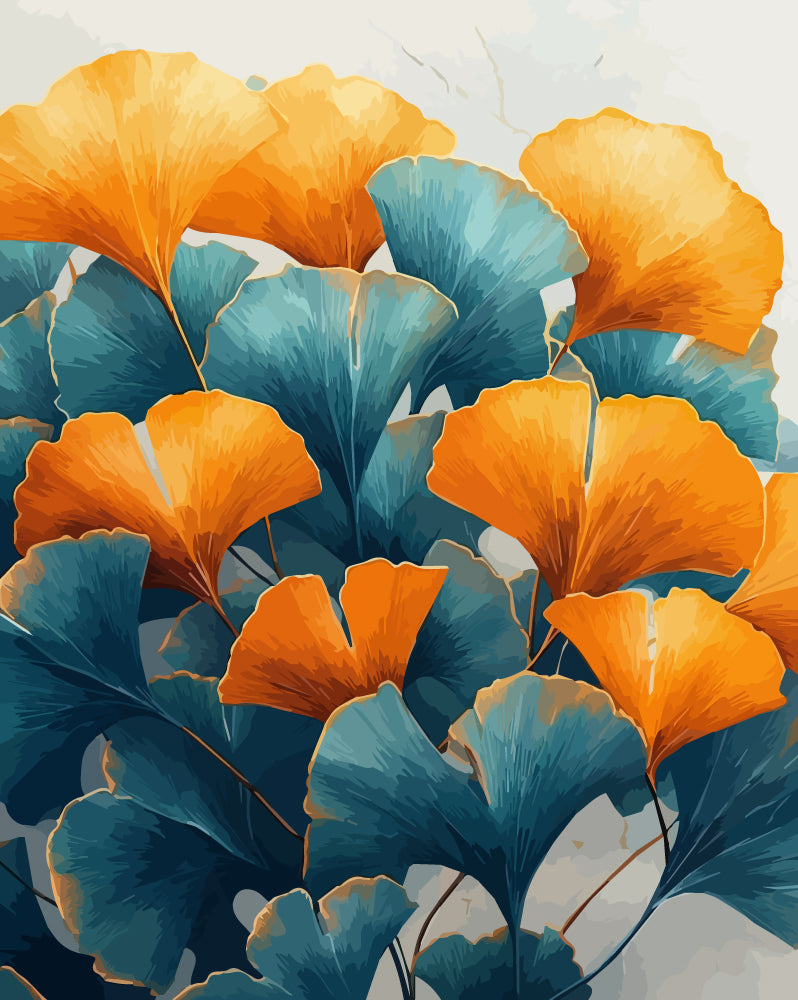 Gingko leaves - paint by numbers