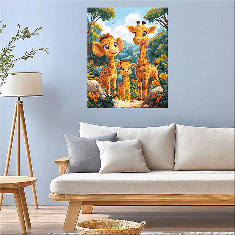 Giraffe Family Sunshine - Paint by Numbers