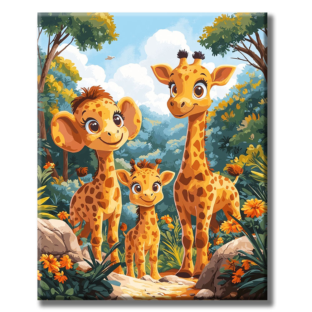 Giraffe Family Sunshine - Paint by Numbers