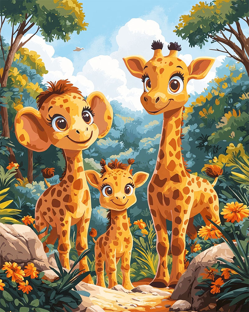 Giraffe Family Sunshine - Paint by Numbers