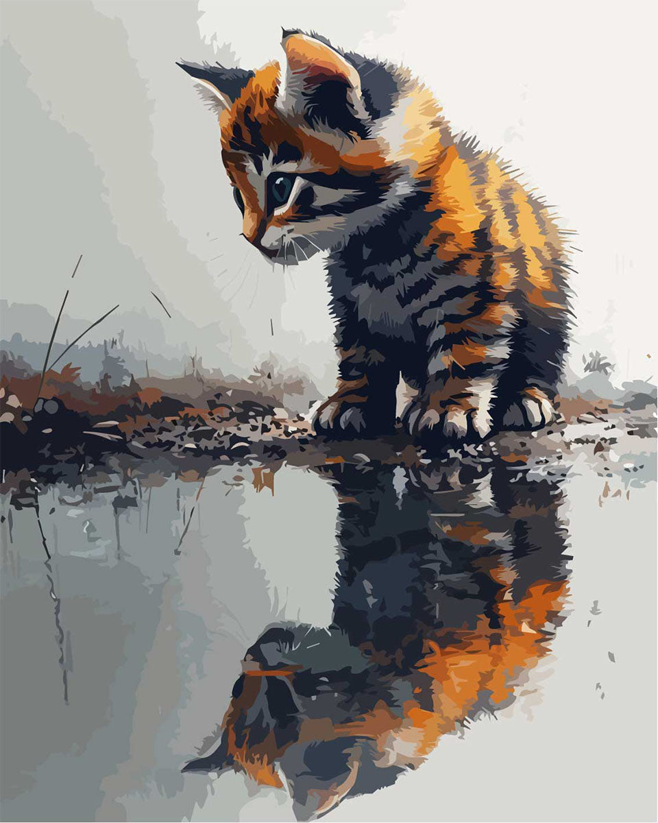 Little Cat and His Reflection - Paint by Numbers