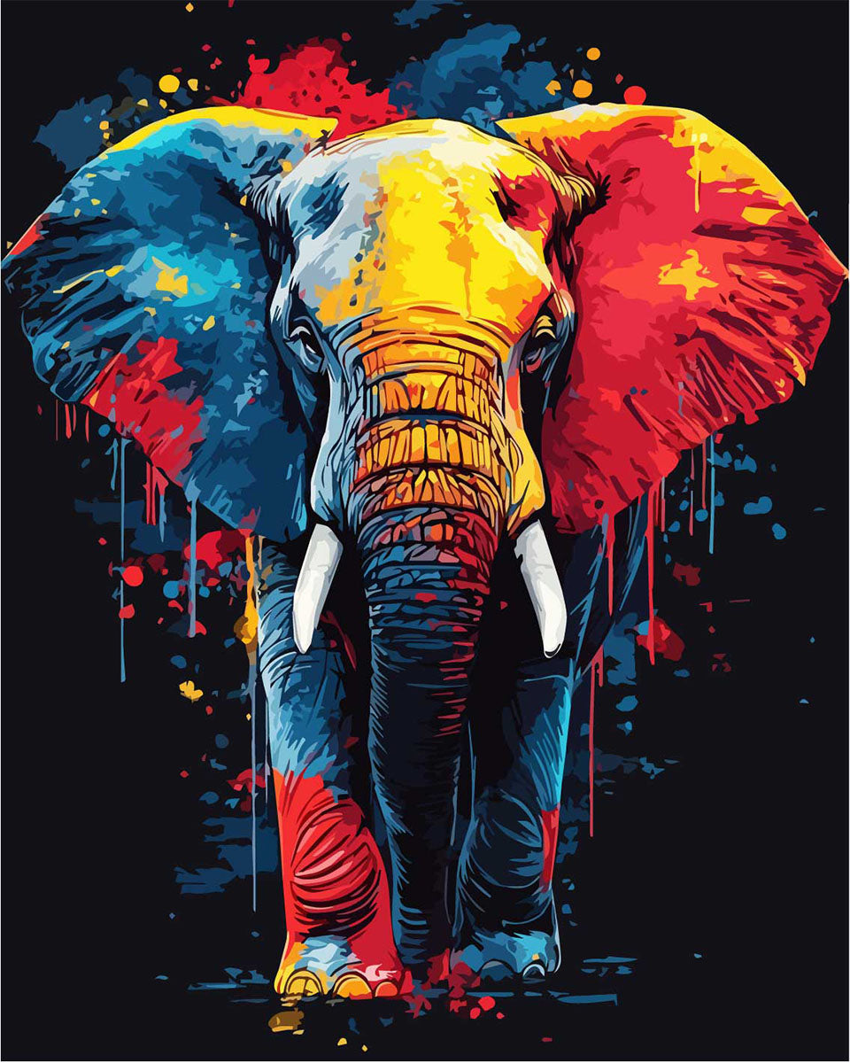 Artistic elephant painting - paint by numbers