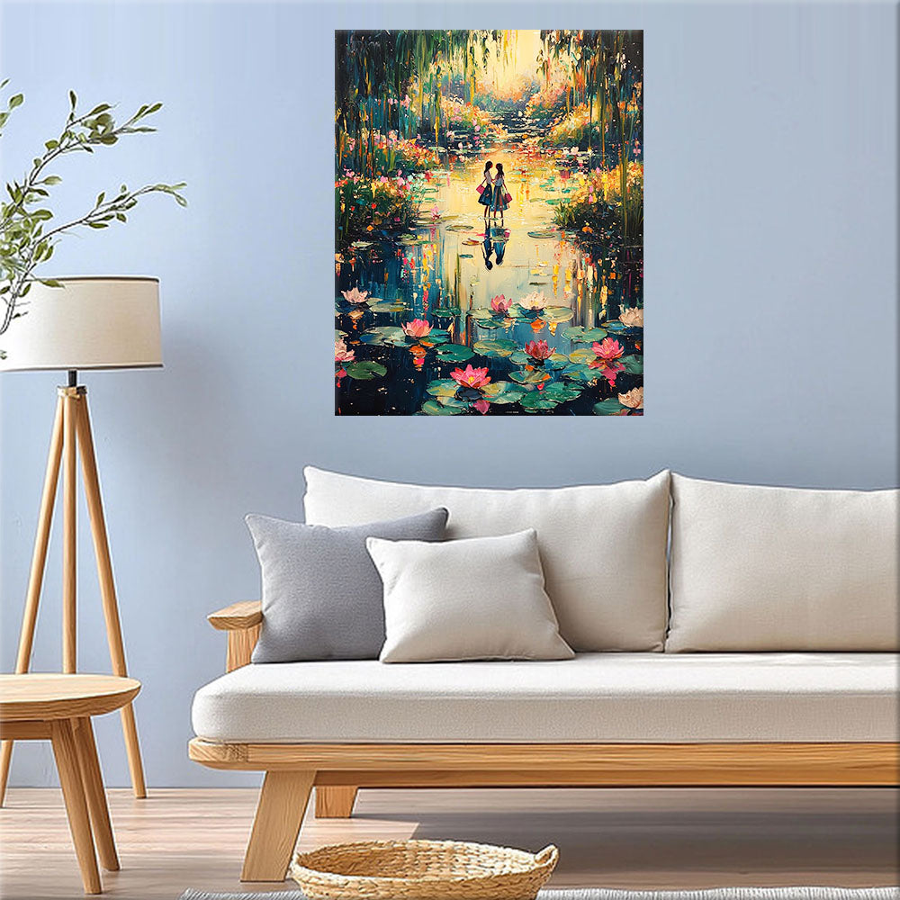 Girl in the Magical Pond - Paint by Numbers