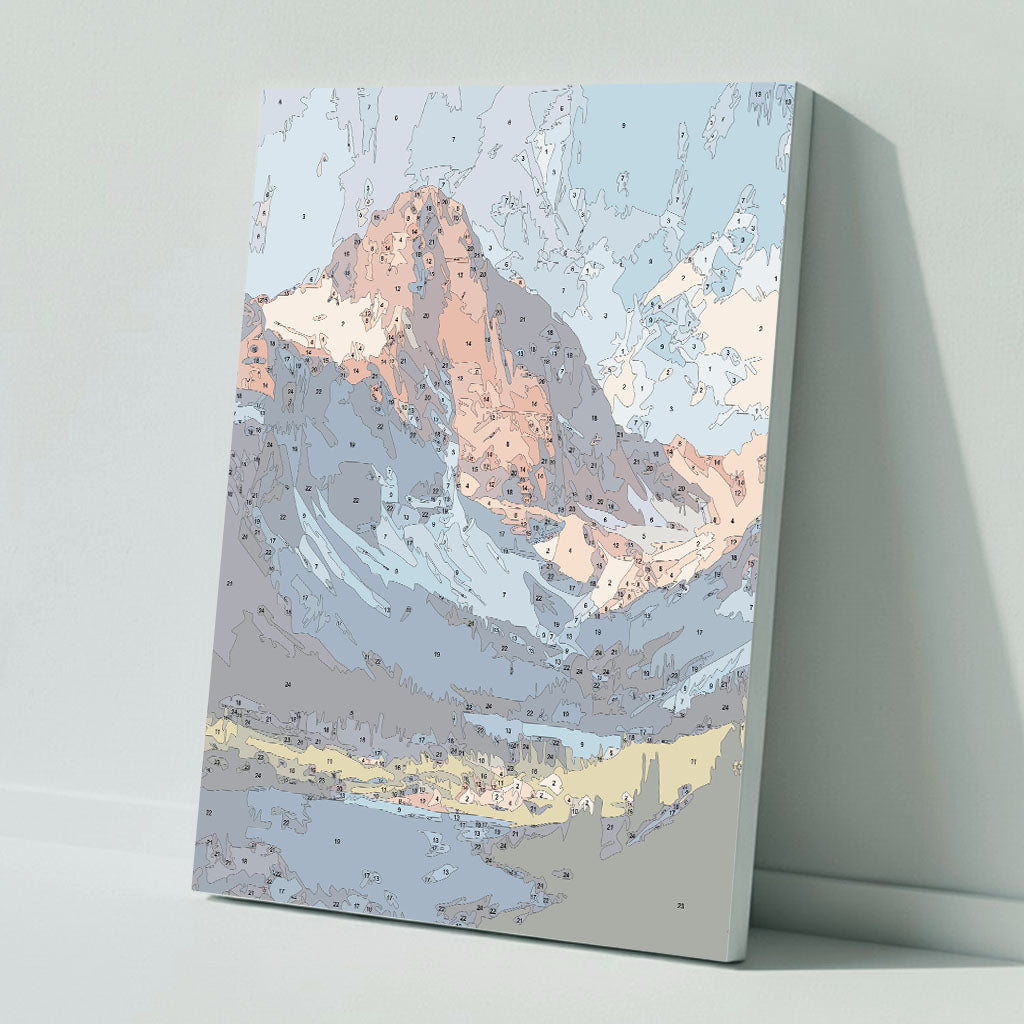 Picturesque mountain scenery with lake - Paint by numbers