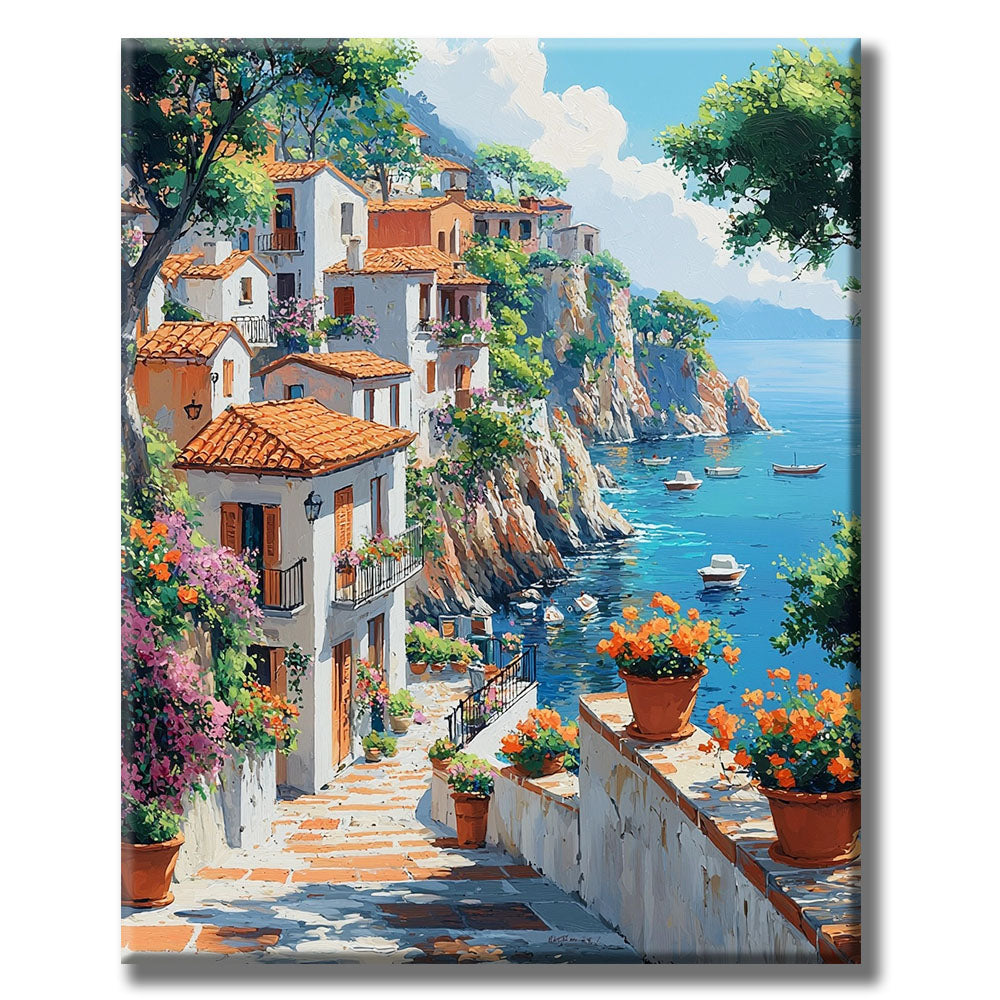 Mediterranean Bay in Sunshine - Paint by Numbers