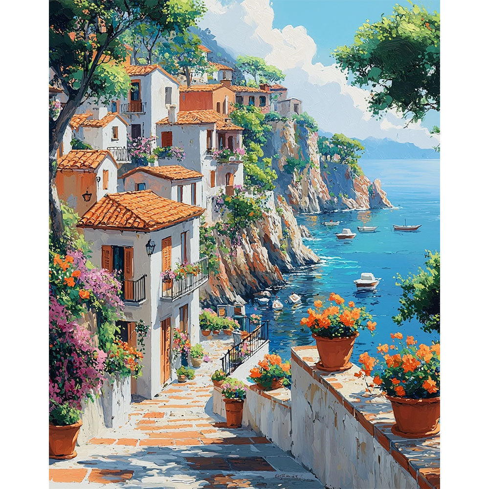 Mediterranean Bay in Sunshine - Paint by Numbers