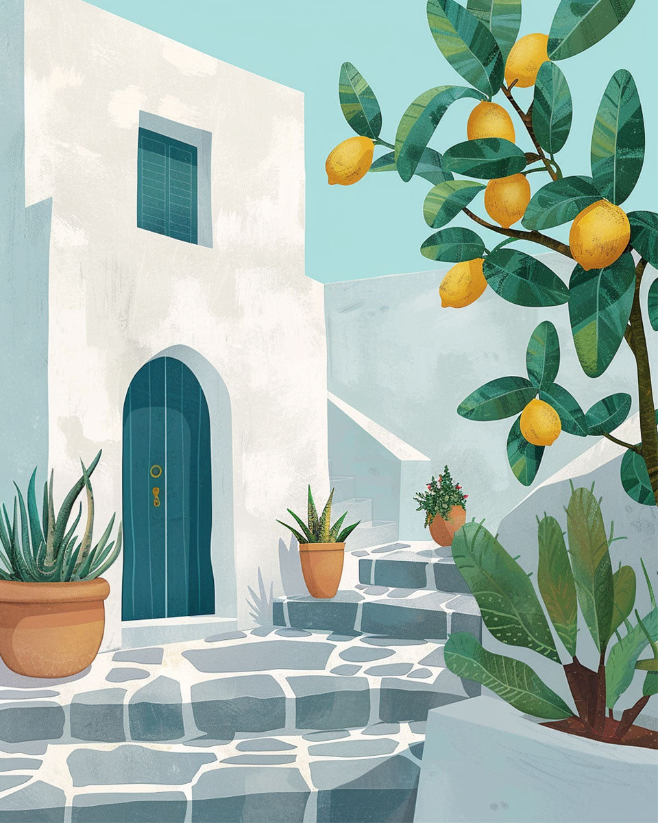 Mediterranean Lemon House - Paint by Numbers