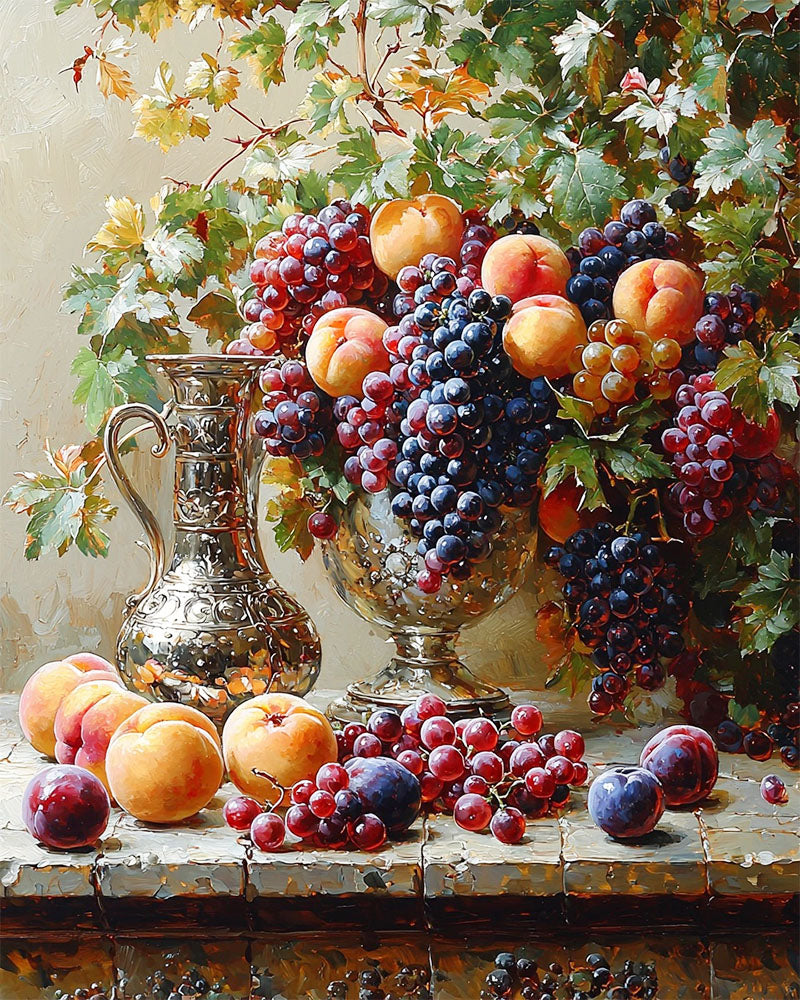 Fruit bowl - flower decoration - paint by numbers