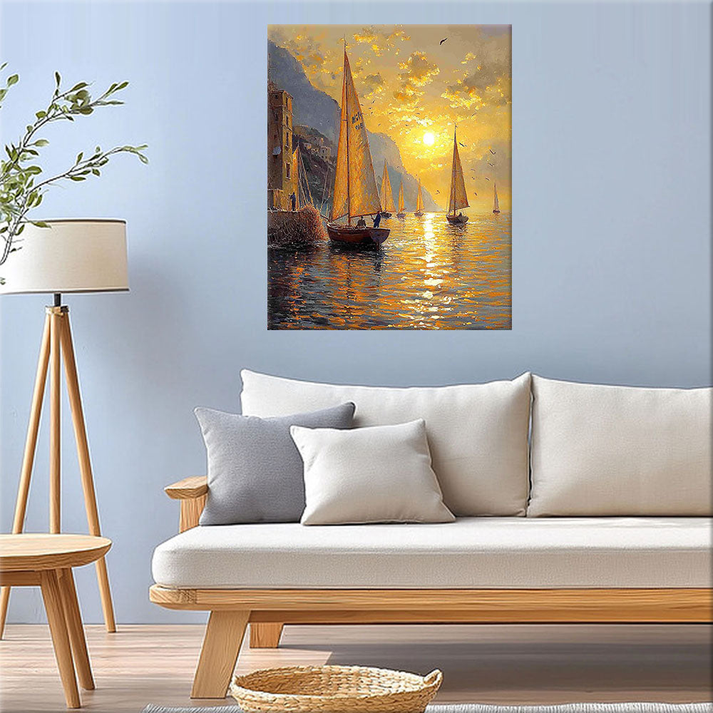 Sun Sailing Sea - Paint by Numbers