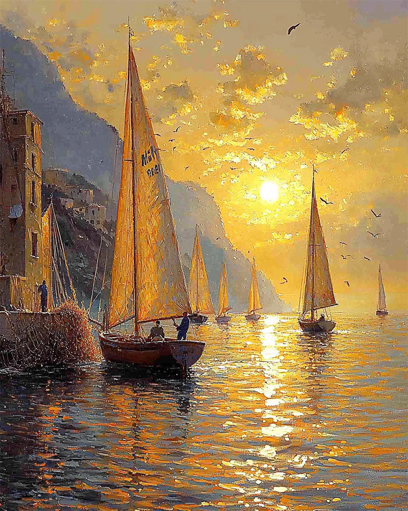 Sun Sailing Sea - Paint by Numbers