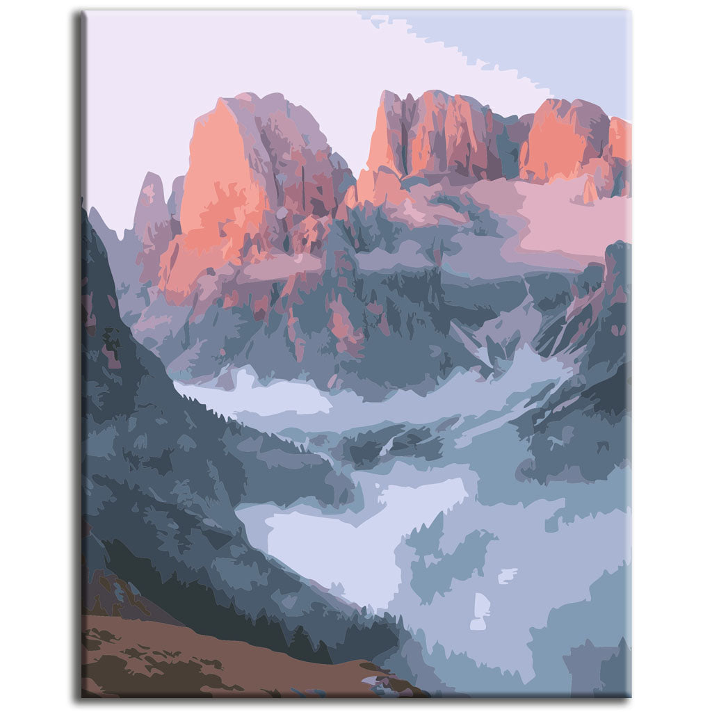 Snowy valleys at sunset - Paint by numbers