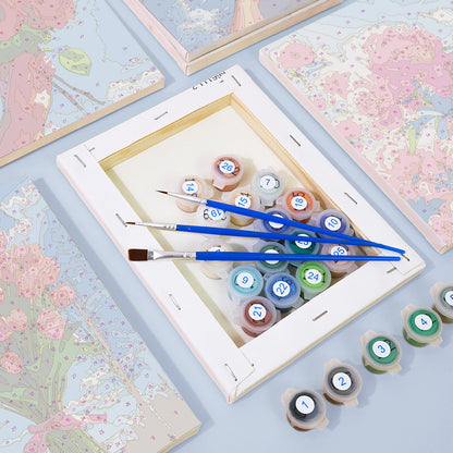Flower Kingdom in Sky Blue - Paint by Numbers