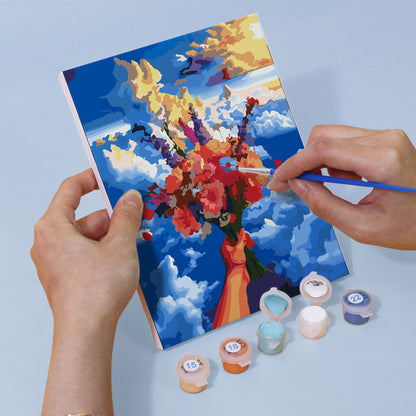 Flower Kingdom in Sky Blue - Paint by Numbers