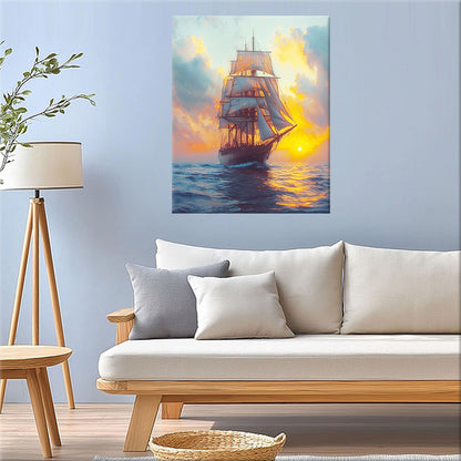 Waves in golden light - Paint by numbers