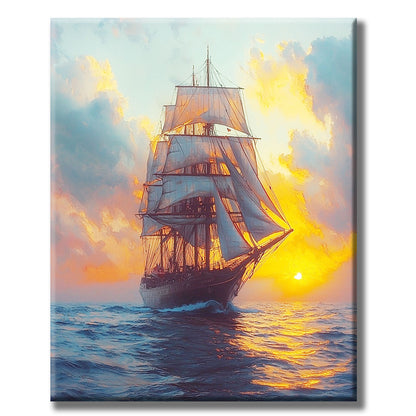 Waves in golden light - Paint by numbers