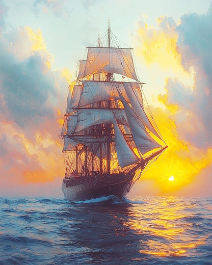 Waves in golden light - Paint by numbers
