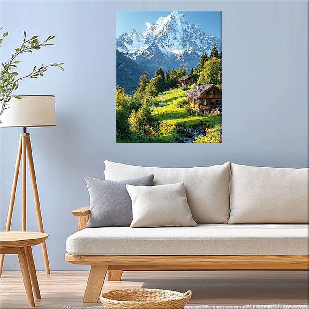 Dreamlike mountain world in the light - paint by numbers