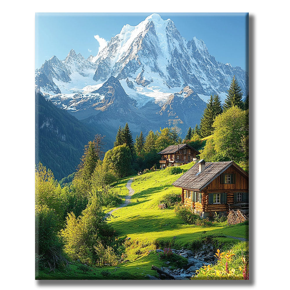 Dreamlike mountain world in the light - paint by numbers