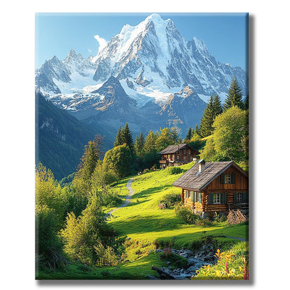 Dreamlike mountain world in the light - paint by numbers