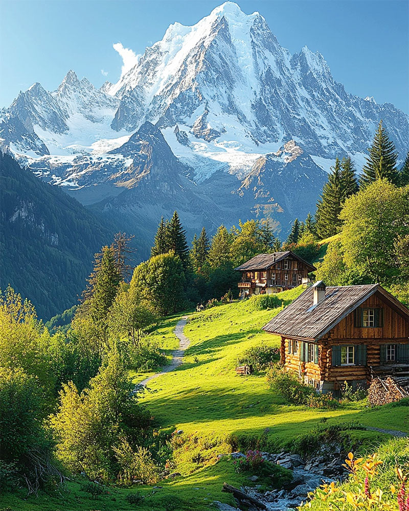 Dreamlike mountain world in the light - paint by numbers