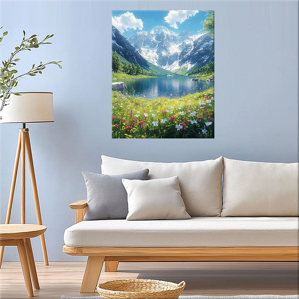 Dreamlike mountain world in the light - paint by numbers