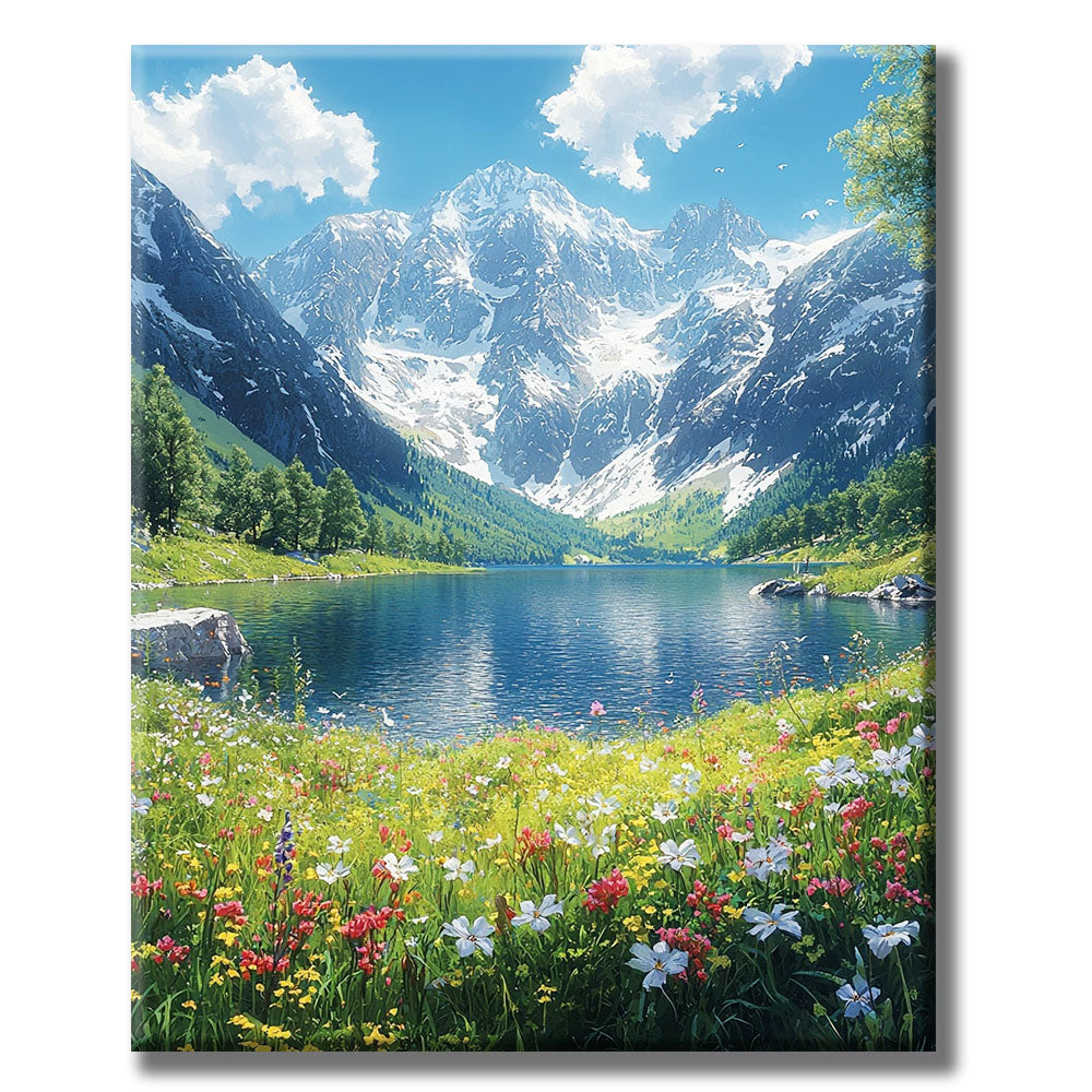 Dreamlike mountain world in the light - paint by numbers
