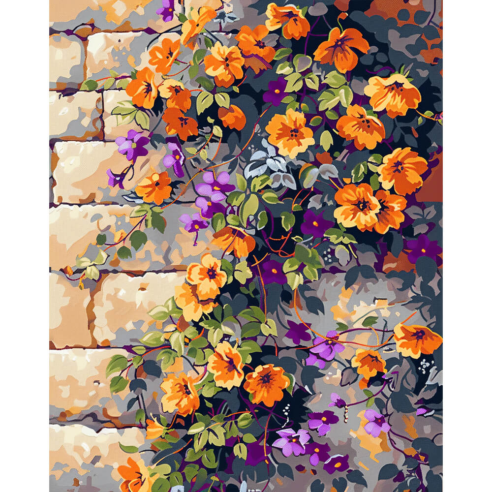 Brick Wall Blossoms - Paint by Numbers Kit