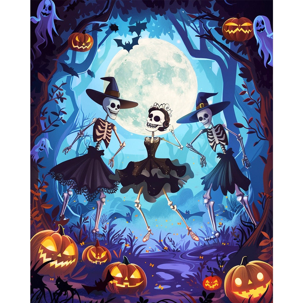 Dancing Skeletons Ball – Halloween Paint by Numbers Kit