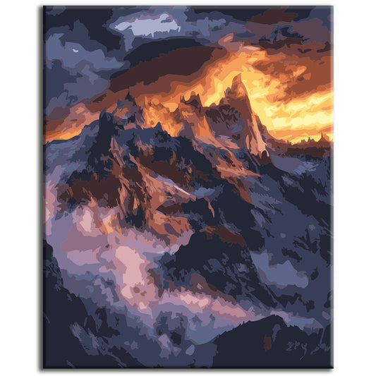The glow of the mountains at sunset - Paint by numbers