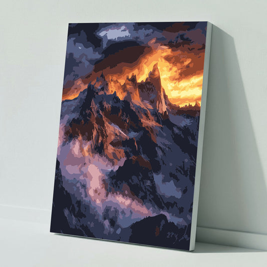 The glow of the mountains at sunset - Paint by numbers
