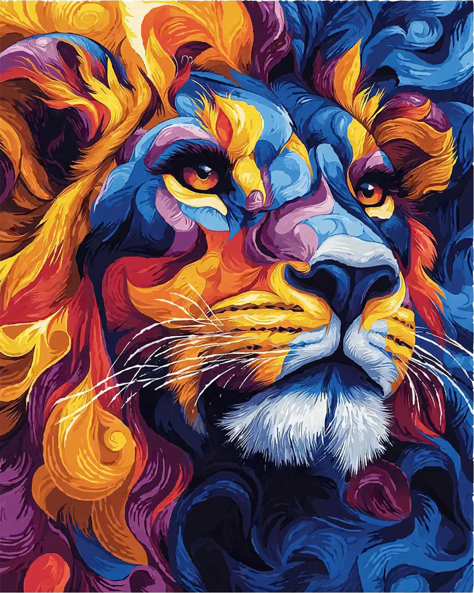 Colorful lion portrait - paint by numbers
