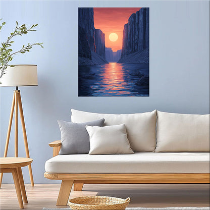 Fiery Red Sun Cliff - Paint by Numbers