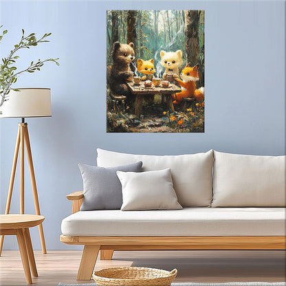 Foxy coffee break in the forest - paint by numbers