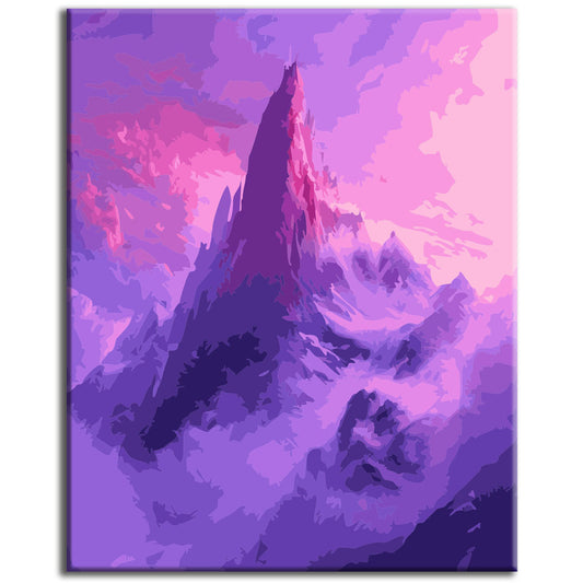 Mysterious Peaks in Violet - Paint by Numbers