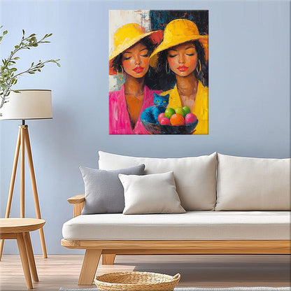 Hat wearers and blue cat - paint by numbers