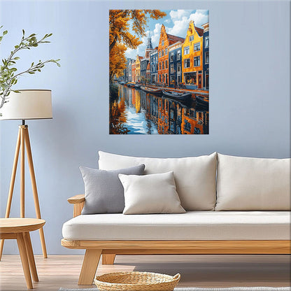 Canal City in Autumn - Paint by Numbers