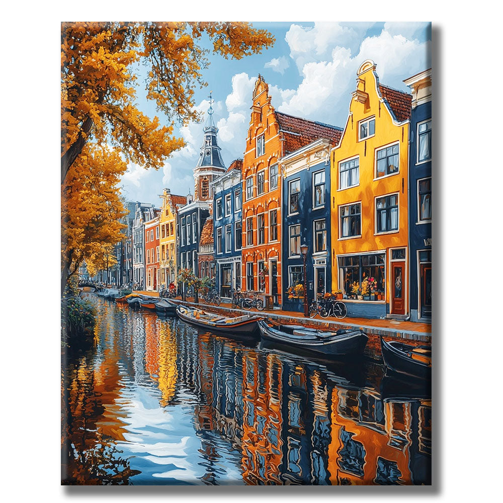 Canal City in Autumn - Paint by Numbers